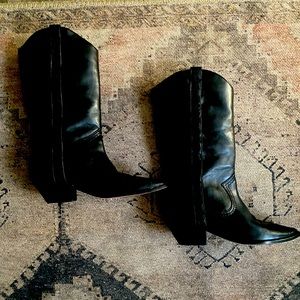 Black Leather Cowboy Boots
